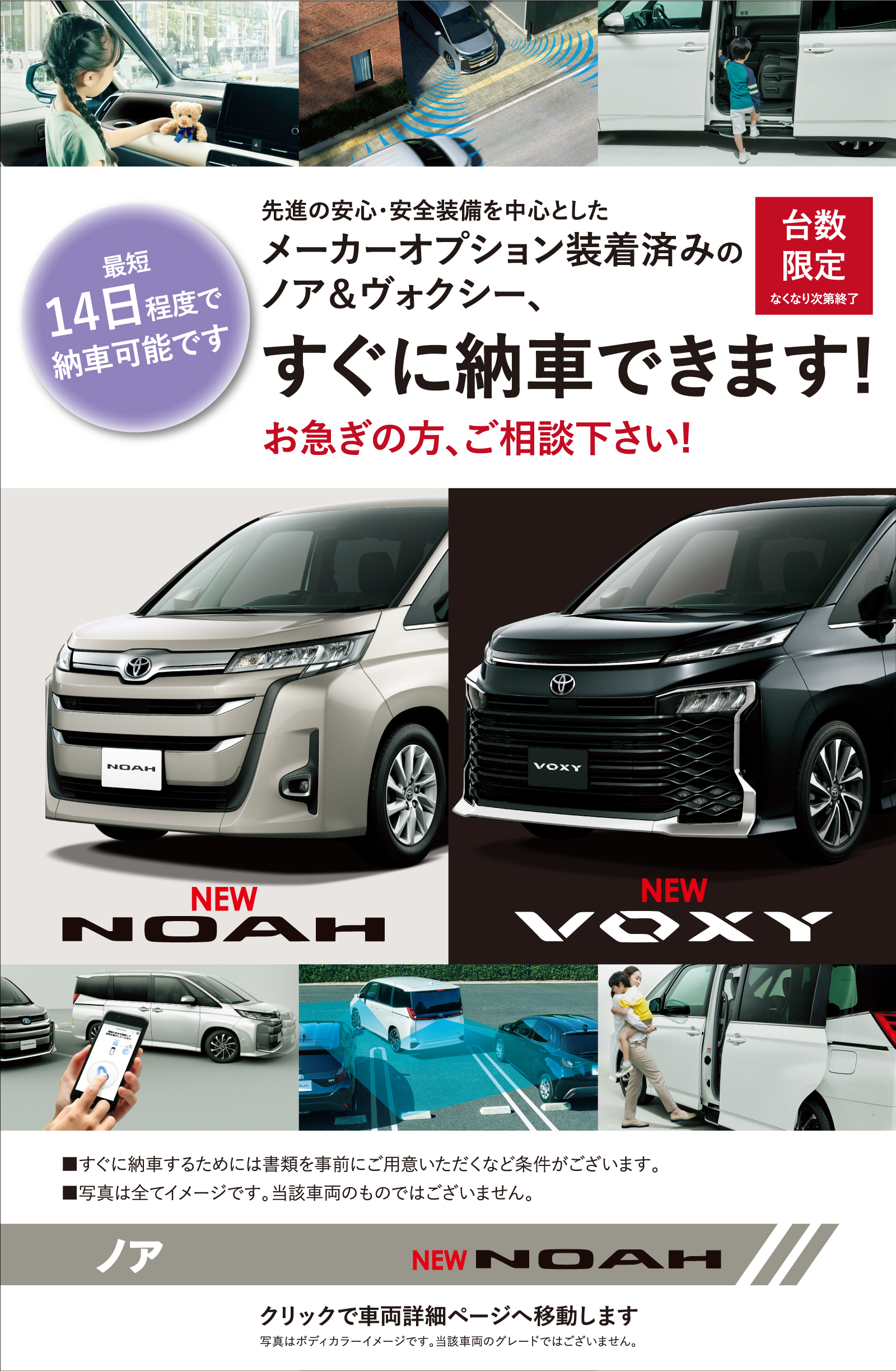 台数限定 納期が早い 新型ノア 新型ヴォクシー トヨタ車なら茨城トヨペット 台数限定 納期が早い 新型ノア 新型ヴォクシー トヨタ車なら茨城トヨペット