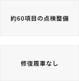 約60項目の点検整備・修復履車なし